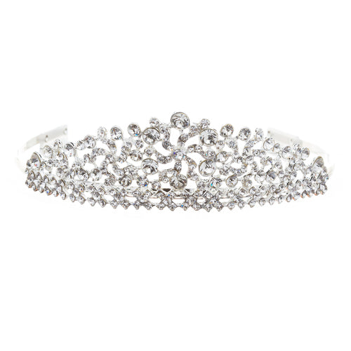 Bridal Wedding Jewelry Crystal Rhinestone Lined Motif Dazzle Hair Tiara Headband