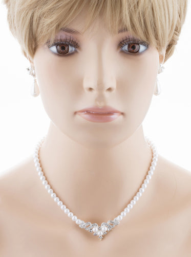 Bridal Wedding Jewelry Set Crystal Pearl Beautiful Elegant Necklace - Accessoriesforever