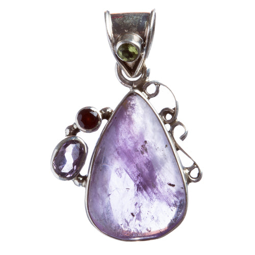 925 Sterling Silver Natural Gemstones Amethyst Pendant FJSVP2038