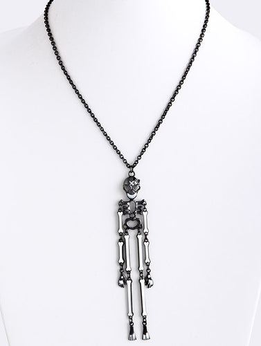 Halloween Costume Jewelry Articulate Skeleton Pendant Necklace N109 Black