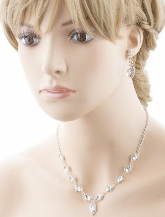 Bridal Wedding Jewelry Prom Crystal Rhinestone Classy Chic Necklace Set J669 SV - Accessoriesforever
