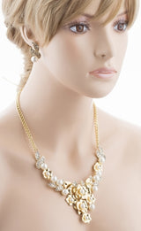 Bridal Wedding Jewelry Crystal Rhinestone Sparkling Bouquet Necklace J524 Gold