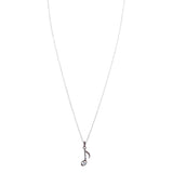 Music Note Crystal Rhinestone Musical Charm Pendant Chain Necklace Hematite Gray