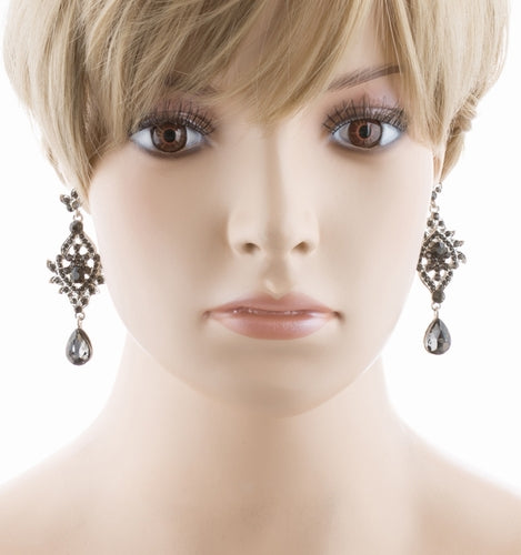 Bridal Wedding Jewelry Crystal Rhinestone Grand Flower Petals Earrings E734 BK