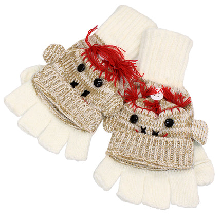 Knitted Fun 3D Animal Soft Fingerless Mittens Gloves Smoke Monkey - Accessoriesforever