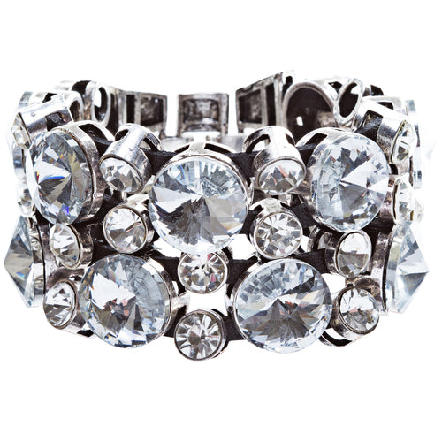 Bubble Crystal Strap Fashion Bracelet Silver Clear