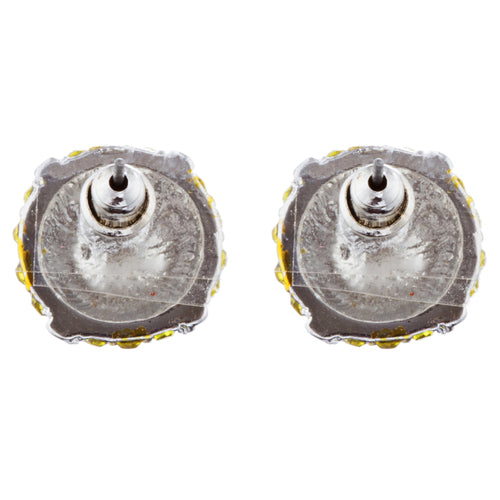 Sport Softball Crystal Rhinestone 14mm Drop Stud Fashion Earrings Silver Yellow - Accessoriesforever