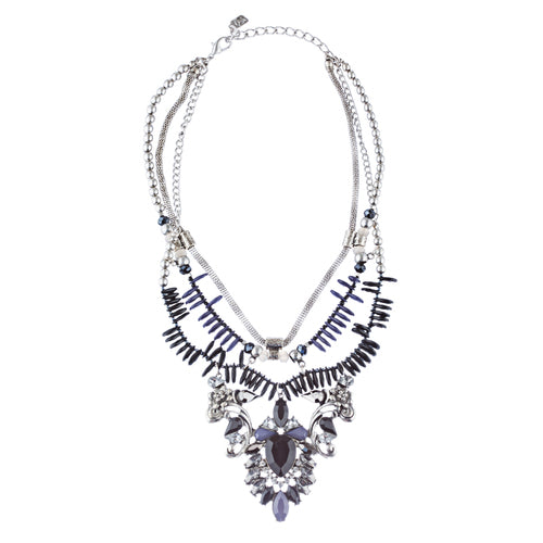 Stunning Magnificent Bead Crystal Rhinestone Statement Necklace Set JN269 Black - Accessoriesforever