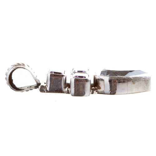 925 Sterling Silver Natural Gemstones Amethyst Topaz Pendant FJSVP2082 - Accessoriesforever