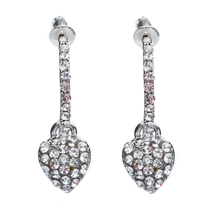 Fashion Adorable Sweet  Dangling Crystal Rhinestone Heart Charm Hoop Earrings - Accessoriesforever
