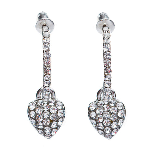 Fashion Adorable Sweet  Dangling Crystal Rhinestone Heart Charm Hoop Earrings