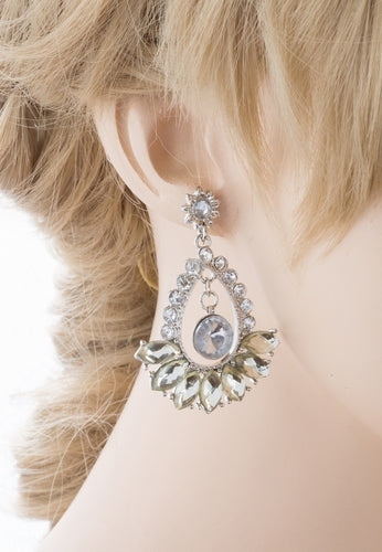Bridal Wedding Jewelry Crystal Navette Dangle Earrings