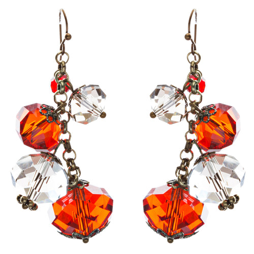 Modern Fashion Crystal Rhinestone Cute Cluster Design Dangle Earrings E833 Red