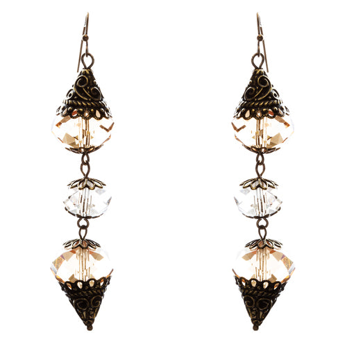 Trendy Fashion Crystal Rhinestone Stylish Pointed Tear Drop Earrings E829 Brown