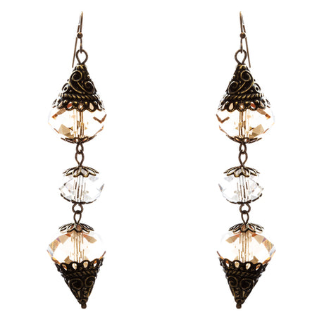 Trendy Fashion Crystal Rhinestone Stylish Pointed Tear Drop Earrings E829 Brown