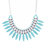 Delightful Bib Style Crystal Stone Statement Necklace N107 Turquoise
