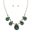 Dazzling Jewelry Set Crystal Rhinestone Elegant Tear Drop Necklace J525 Green