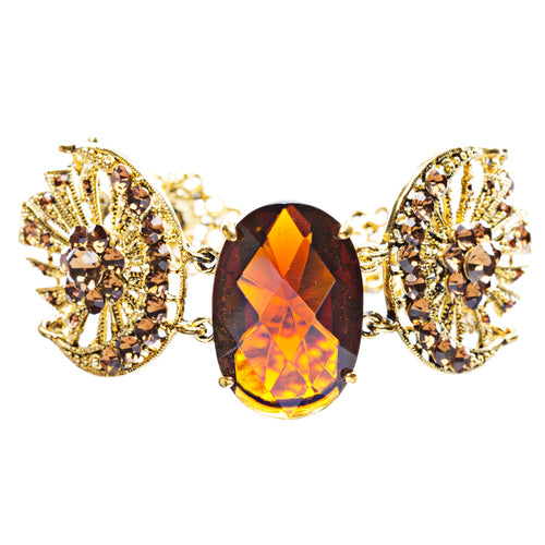 Austrian Crystal Link Bracelet Victorian Gold