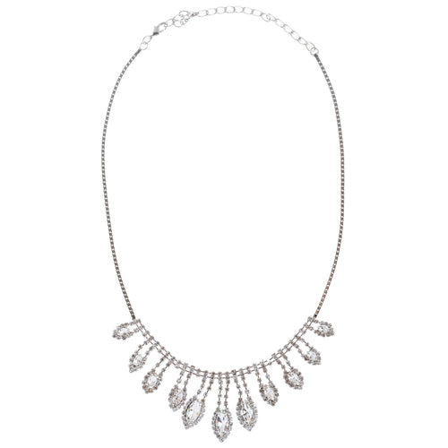 Bridal Wedding Jewelry Crystal Rhinestone Gleaming Dazzle Necklace Earrings SV - Accessoriesforever