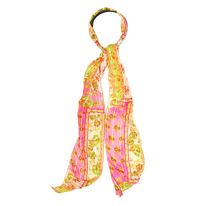 Fashion Scarf Look Headband Chiffon Flower Yellow Pink