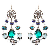 Bold Fashion Unique Beaded Charms In Tear Drop Statement Earrings E854 Blue