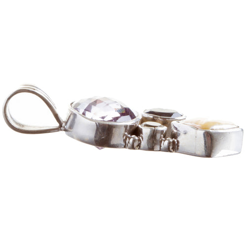 925 Sterling Silver Natural Gemstones Abalone Amethyst Pendant FJSVP2041 - Accessoriesforever