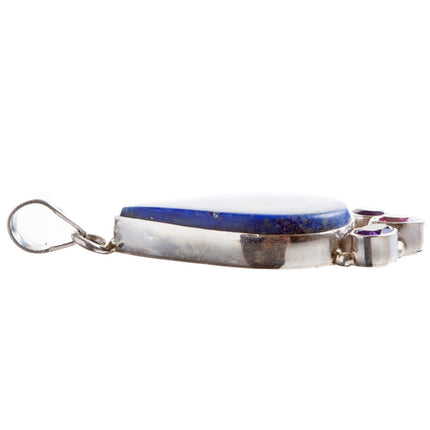 925 Sterling Silver Natural Gemstones Lapis Lazuli Amethyst Pendant FJSVP2087 - Accessoriesforever