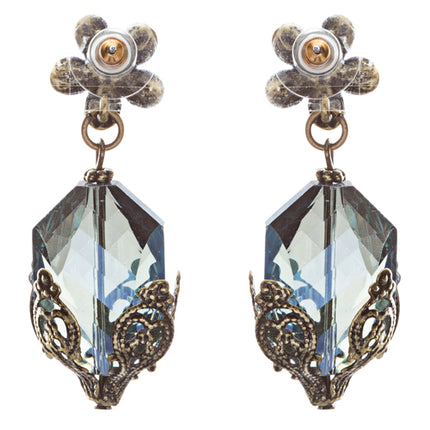 Contemporary Fashion Uniquely Charming Floral Design Dangle Earrings E835 Blue - Accessoriesforever