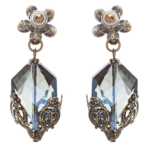 Contemporary Fashion Uniquely Charming Floral Design Dangle Earrings E835 Blue