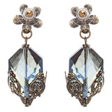 Contemporary Fashion Uniquely Charming Floral Design Dangle Earrings E835 Blue