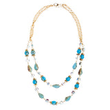 Fascinating Design Crystal Rhinestone Beaded Tear Drop Necklace Set JN182 Blue