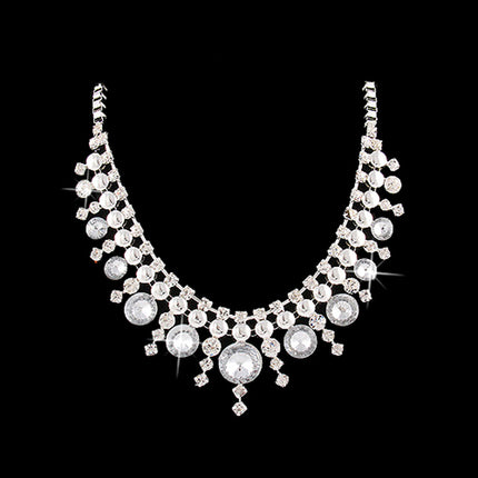 Stunning Chic Modern Dazzling Crystal Multi Dot Design Fashion Necklace Silver