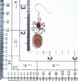925 Sterling Silver Natural Gemstones Jasper Garnet Dangle Earrings FJSVE2183