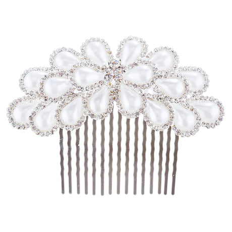 Bridal Wedding Jewelry Crystal Pearl Gorgeous Decorative Hair Comb H181 Silver