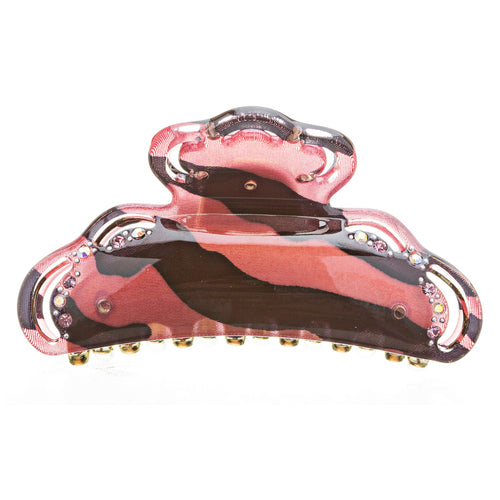 Woman Hair Claw Lucite Animal Print Crystal Red NEW - Accessoriesforever