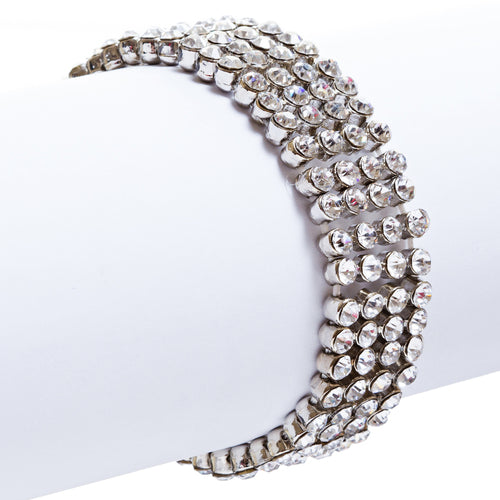 Bridal Wedding Jewelry Crystal Rhinestone Beautiful Wrap Around Bracelet B263 SV - Accessoriesforever