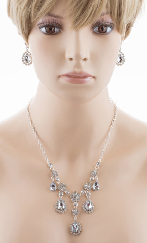 Bridal Wedding Jewelry Set Crystal Rhinestone Gorgeous Multi Teardrop Dangles SV - Accessoriesforever