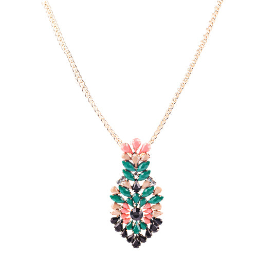 Beautiful Unique Colorful Pendant Statement Jewelry Fashion Necklace Gold Multi