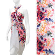 Beach Sarong Pareo Wrap Floral Design Red White