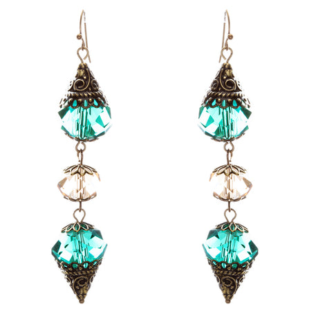 Trendy Fashion Crystal Rhinestone Stylish Pointed Tear Drop Earrings E829 Green