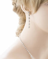 Bridal Wedding Jewelry Crystal Rhinestone Layered Links Necklace Set J664 Silver