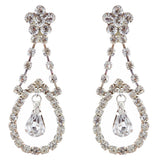 Bridal Wedding Jewelry Set Necklace Earring Crystal Rhinestone Dangle Silver