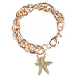 Ocean Starfish Dangling Charm Crystal Link Fashion Bracelet B517 Gold Green