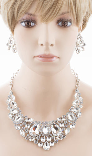 Bridal Wedding Jewelry Crystal Rhinestone Beautiful Embroidered Necklace J513SV