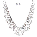 Bridal Wedding Jewelry Crystal Rhinestone Elegant Dazzle Necklace Set J683 SV