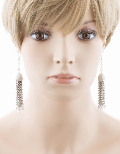 Bridal Wedding Jewelry Beautiful Faux Pearl Chandelier Dangle Earrings E809 SV