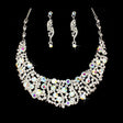 Bridal Wedding Jewelry Set  Necklace Crystal Rhinestone Bib Chunky Silver AB