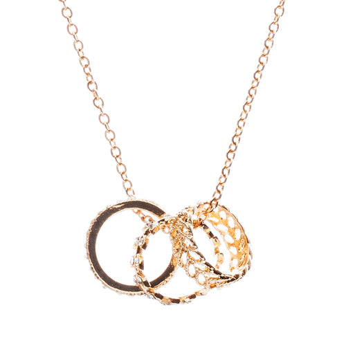 Fashion Chic Crystal Rhinestone Lovely Three Rings Design Necklace N72 Clear
