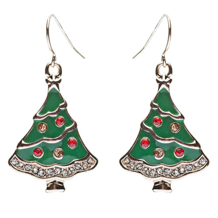 Christmas Jewelry Crystal Rhinestone Gorgeous Dazzle Tree Charm Earrings E643