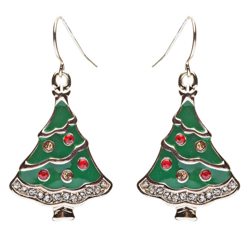 Christmas Jewelry Crystal Rhinestone Gorgeous Dazzle Tree Charm Earrings E643